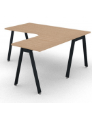 Workstation Dx forma a L con piano melaminico spessore mm 25 e gambe inclinate metalliche - Colori a scelta - cm 160x160x74h
