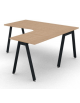Workstation Dx forma a L con piano melaminico spessore mm 25 e gambe inclinate metalliche - Colori a scelta - cm 160x160x74h