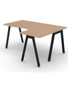 Workstation Dx forma a L con piano melaminico spessore mm 30 e gambe inclinate metalliche - Colori a scelta - cm 160x120x74,5h
