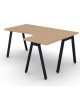 Workstation Dx forma a L con piano melaminico spessore mm 30 e gambe inclinate metalliche - Colori a scelta - cm 160x120x74,5h