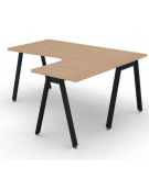 Workstation Dx forma a L con piano melaminico spessore mm 30 e gambe inclinate metalliche - Colori a scelta - cm 160x140x74,5h