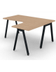 Workstation Dx forma a L con piano melaminico spessore mm 30 e gambe inclinate metalliche - Colori a scelta - cm 160x140x74,5h