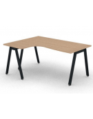 Workstation Sx forma a L con piano melaminico spessore mm 25 e gambe inclinate metalliche - Colori a scelta - cm 160x120x74h