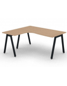 Workstation Sx forma a L con piano melaminico spessore mm 25 e gambe inclinate metalliche - Colori a scelta - cm 160x140x74h