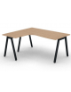 Workstation Sx forma a L con piano melaminico spessore mm 25 e gambe inclinate metalliche - Colori a scelta - cm 160x140x74h
