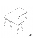 Workstation Sx forma a L con piano melaminico spessore mm 25 e gambe inclinate metalliche - Colori a scelta - cm 160x160x74h