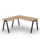 Workstation Sx forma a L con piano melaminico spessore mm 25 e gambe inclinate metalliche - Colori a scelta - cm 160x160x74h