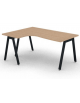 Workstation Sx forma a L con piano melaminico spessore mm 30 e gambe inclinate metalliche - Colori a scelta - cm 160x120x74,5h