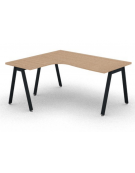 Workstation Sx forma a L con piano melaminico spessore mm 30 e gambe inclinate metalliche - Colori a scelta - cm 160x140x74,5h