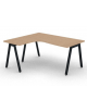 Workstation Sx forma a L con piano melaminico spessore mm 30 e gambe inclinate metalliche - Colori a scelta - cm 160x140x74,5h