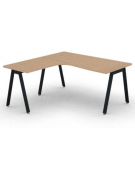 Workstation Sx forma a L con piano melaminico spessore mm 30 e gambe inclinate metalliche - Colori a scelta - cm 160x160x74,5h