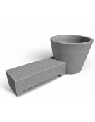 Panchina monoblocco con seduta e fioriera tonda in cemento - colore Grigio pietra - cm 230x129x100h - Conforme ai CAM