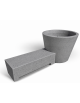 Panchina monoblocco con seduta e fioriera tonda in cemento - colore Grigio pietra - cm 230x129x100h - Conforme ai CAM