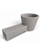 Panchina monoblocco con seduta e fioriera tonda in cemento - colore Grigio travertino - cm 230x129x100h - Conforme ai CAM