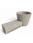 Panchina monoblocco con seduta e fioriera tonda in cemento - colore Grigio sabbiato - cm 230x129x100h - Conforme ai CAM