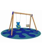 Altalena in legno inclusiva 2 posti - 1 Sedile Gabbia e 1 Orsetto - adatta per diversamente abili - cm 345x155x225h
