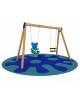 Altalena in legno inclusiva 2 posti - 1 Sedile Gabbia e 1 Orsetto - adatta per diversamente abili - cm 345x155x225h