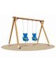 Altalena in legno 2 posti (sedili a orsetto), montanti circolari d. cm 12 - adatta ai diversamente abili - cm 365x240x275h