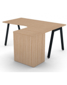 Workstation Dx con cassettiera portante e gambe inclinate - piano melaminico spessore mm 25 - Colori a scelta - cm 160x140x74h