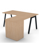 Workstation Dx con cassettiera portante e gambe inclinate - piano melaminico spessore mm 25 - Colori a scelta - cm 160x160x74h