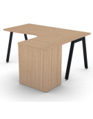 Workstation Dx con cassettiera portante e gambe inclinate - piano melaminico spessore mm 30 - Colori a scelta - cm 160x140x74,5h