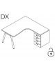 Workstation Dx con cassettiera portante e gambe inclinate - piano melaminico spessore mm 30 - Colori a scelta - cm 160x160x74,5h