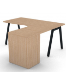 Workstation Dx con cassettiera portante e gambe inclinate - piano melaminico spessore mm 30 - Colori a scelta - cm 160x160x74,5h