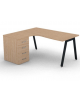 Workstation Sx con cassettiera portante e gambe inclinate - piano melaminico spessore mm 30 - Colori a scelta - cm 160x140x74,5h
