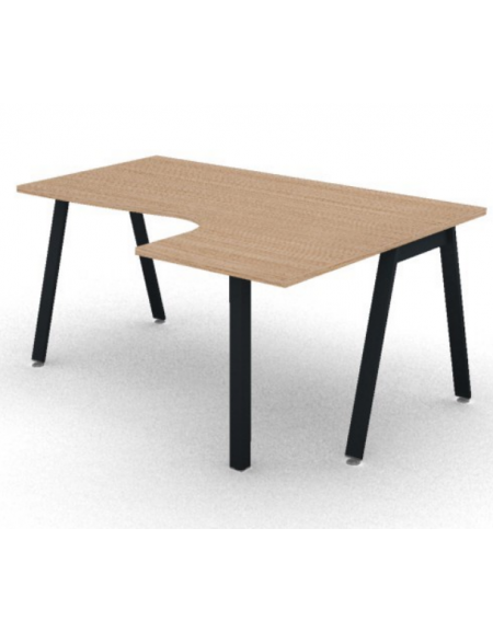 Workstation Dx con gamba autoportante e gambe inclienate - piano melaminico spessore mm 25 - Colori a scelta - cm 160x120x74h