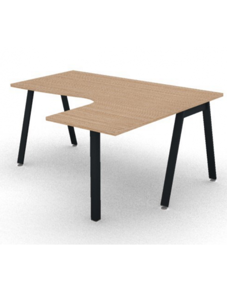 Workstation Dx con gamba autoportante e gambe inclienate - piano melaminico spessore mm 25 - Colori a scelta - cm 160x140x74h