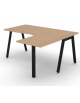 Workstation Dx con gamba autoportante e gambe inclienate - piano melaminico spessore mm 25 - Colori a scelta - cm 160x140x74h