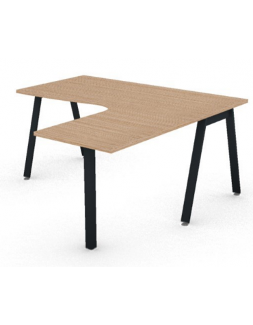 Workstation Dx con gamba autoportante e gambe inclienate - piano melaminico spessore mm 25 - Colori a scelta - cm 160x160x74h