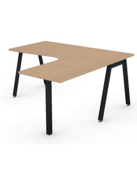 Workstation Dx con gamba autoportante e gambe inclienate - piano melaminico spessore mm 25 - Colori a scelta - cm 160x160x74h