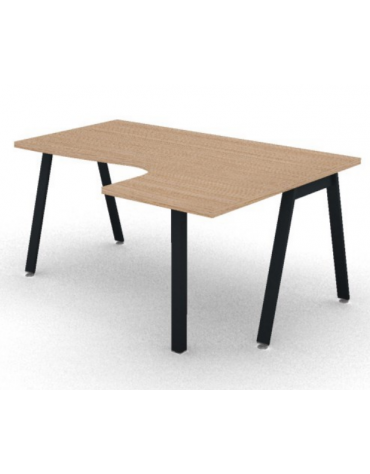 Workstation Dx con gamba autoportante e gambe inclienate - piano melaminico spessore mm 30 - Colori a scelta - cm 160x120x74,5h