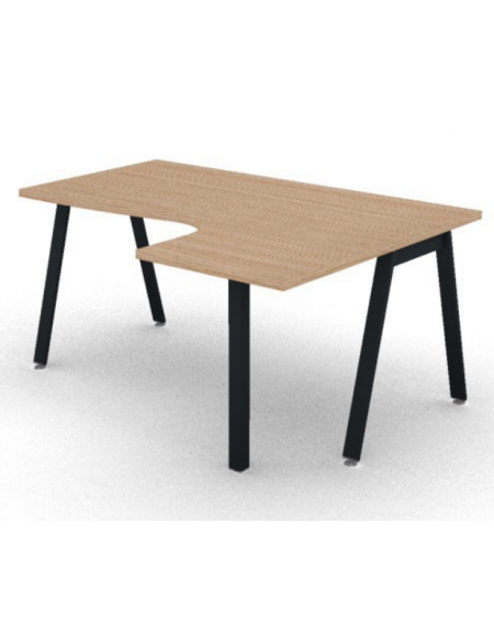 Workstation Dx con gamba autoportante e gambe inclienate - piano melaminico spessore mm 30 - Colori a scelta - cm 160x120x74,5h