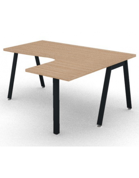 Workstation Dx con gamba autoportante e gambe inclienate - piano melaminico spessore mm 30 - Colori a scelta - cm 160x140x74,5h
