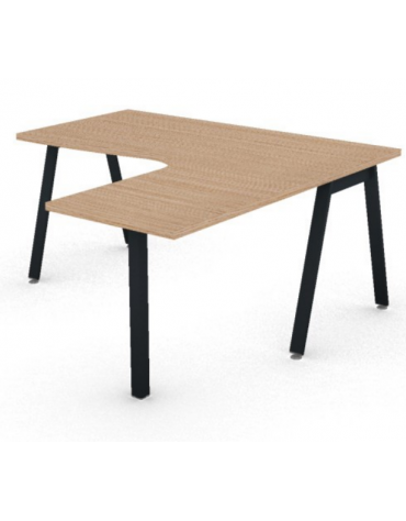 Workstation Dx con gamba autoportante e gambe inclienate - piano melaminico spessore mm 30 - Colori a scelta - cm 160x160x74,5h