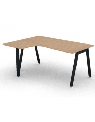 Workstation Sx con gamba autoportante e gambe inclienate - piano melaminico spessore mm 25 - Colori a scelta - cm 160x120x74h
