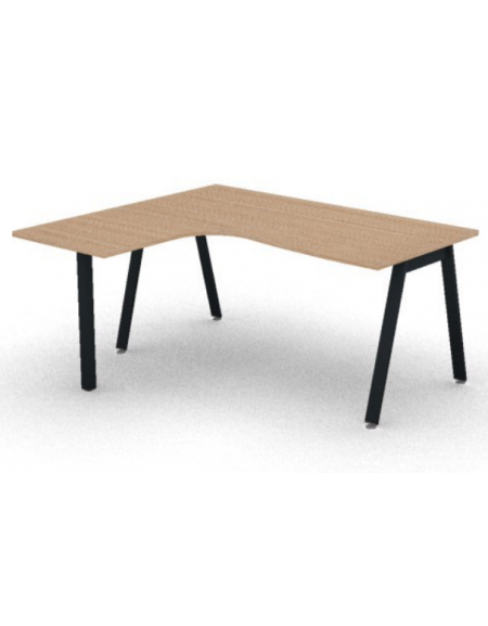 Workstation Sx con gamba autoportante e gambe inclienate - piano melaminico spessore mm 25 - Colori a scelta - cm 160x140x74h