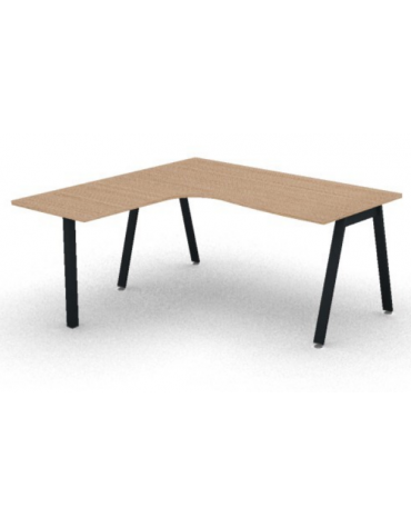 Workstation Sx con gamba autoportante e gambe inclienate - piano melaminico spessore mm 25 - Colori a scelta - cm 160x160x74h