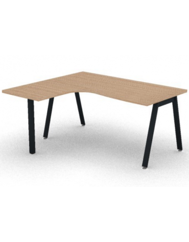 Workstation Sx con gamba autoportante e gambe inclienate - piano melaminico spessore mm 30 - Colori a scelta - cm 160x140x74,5h