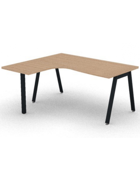 Workstation Sx con gamba autoportante e gambe inclienate - piano melaminico spessore mm 30 - Colori a scelta - cm 160x140x74,5h