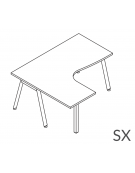 Workstation Sx con gamba autoportante e gambe inclienate - piano melaminico spessore mm 30 - Colori a scelta - cm 160x160x74,5h