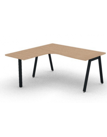 Workstation Sx con gamba autoportante e gambe inclienate - piano melaminico spessore mm 30 - Colori a scelta - cm 160x160x74,5h