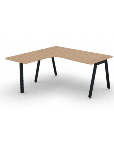 Workstation Sx con gamba autoportante e gambe inclienate - piano melaminico spessore mm 30 - Colori a scelta - cm 160x160x74,5h
