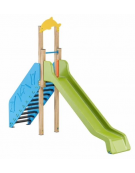 Scivolo Sali&scendi con pali in legno termotrattato e scivolo in polietilene - Altezza piattaforma cm 150 - cm 425x74x325h