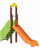 Scivolo Sali&scendi con pali in plastica riciclata, scivolo in polietilene - piattaforma h cm 120 - cm 329x74x296h