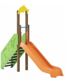 Scivolo Sali&scendi con pali in alluminio rifiniti in legno light, scivolo in polietilene - piattaforma h cm 120 -cm 329x74x296h