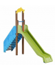 Scivolo Sali&scendi con pali in alluminio rifiniti in legno light, scivolo in polietilene - piattaforma h cm 150 -cm 425x74x325h