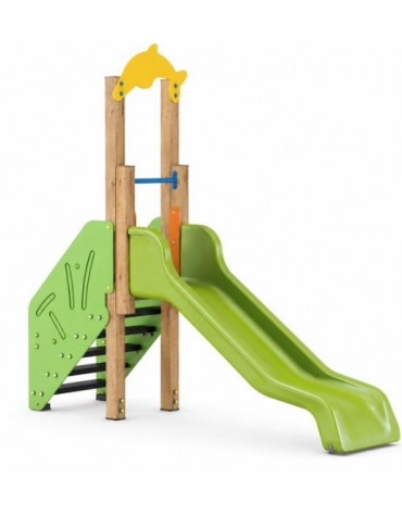 Scivolo Sali&scendi con pali in legno termotrattato, scivolo in polietilene - piattaforma h cm 90 - cm 314x74x265h